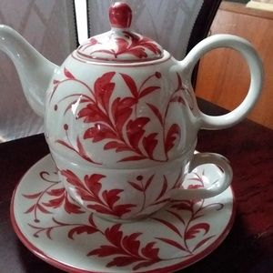 Ceramic 3 Piece Tea Set for one "Andrea" Design